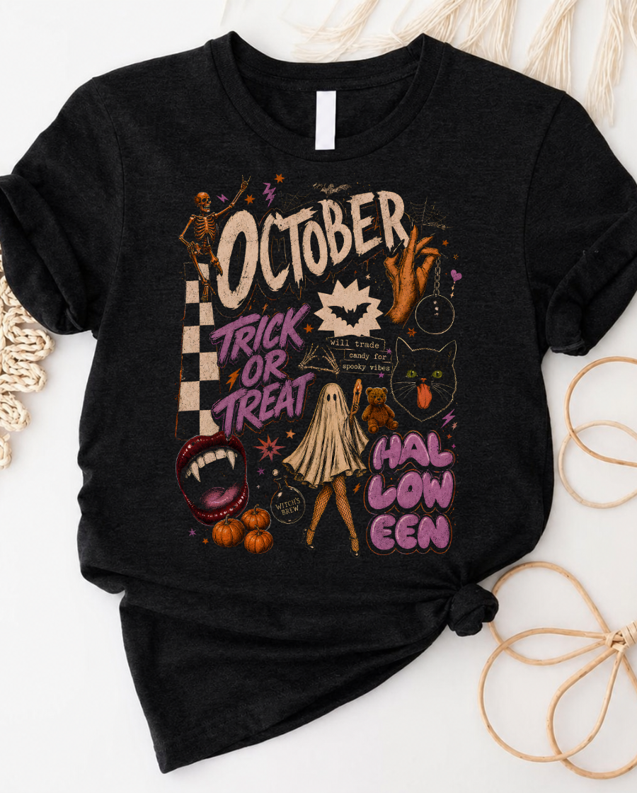 Halloween October Trick or Treat Graphic Tee