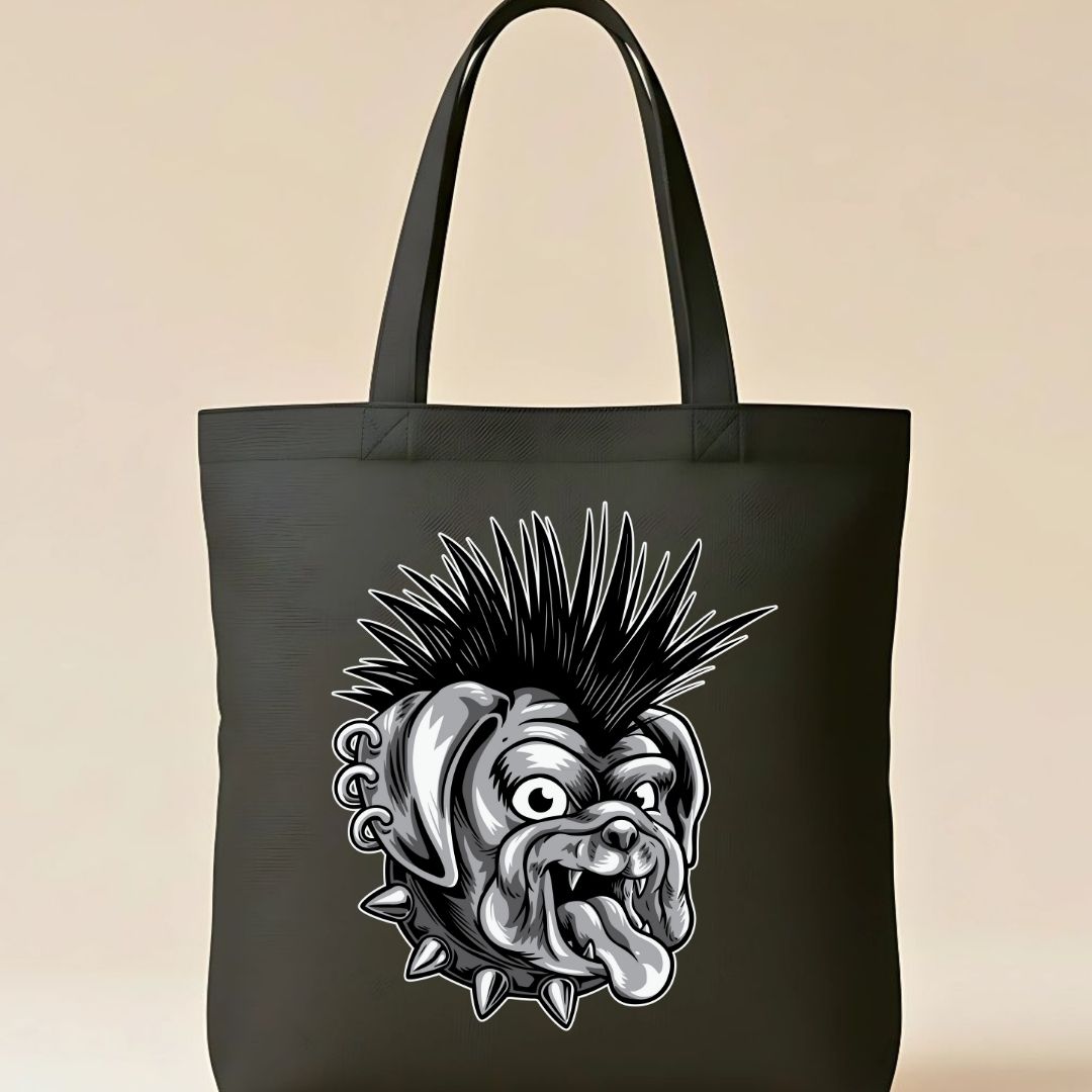 Punk Graphic Cotton Canvas Tote Bag - Anarchy Symbol Market Tote