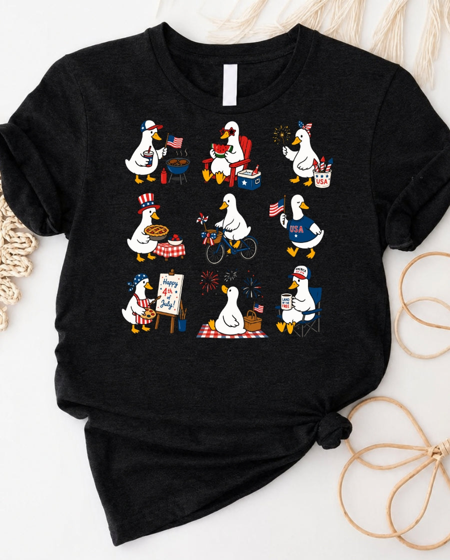 4th of July Ducks T-Shirt — Ducks In 4 July Patriotic Tee