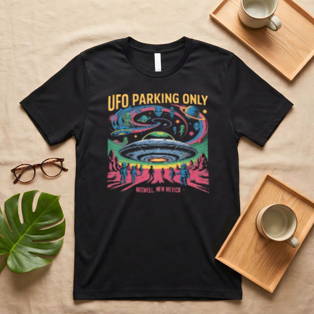 UFO Parking Only Reserved Sign Funny Meme T-Shirt