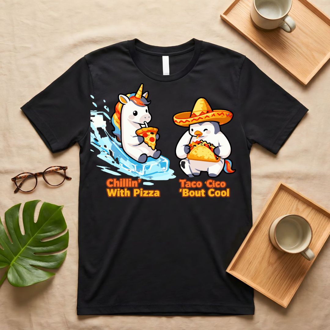 Chillin With Pizza T-Shirt — Casual Graphic Tee for Pizza Lovers