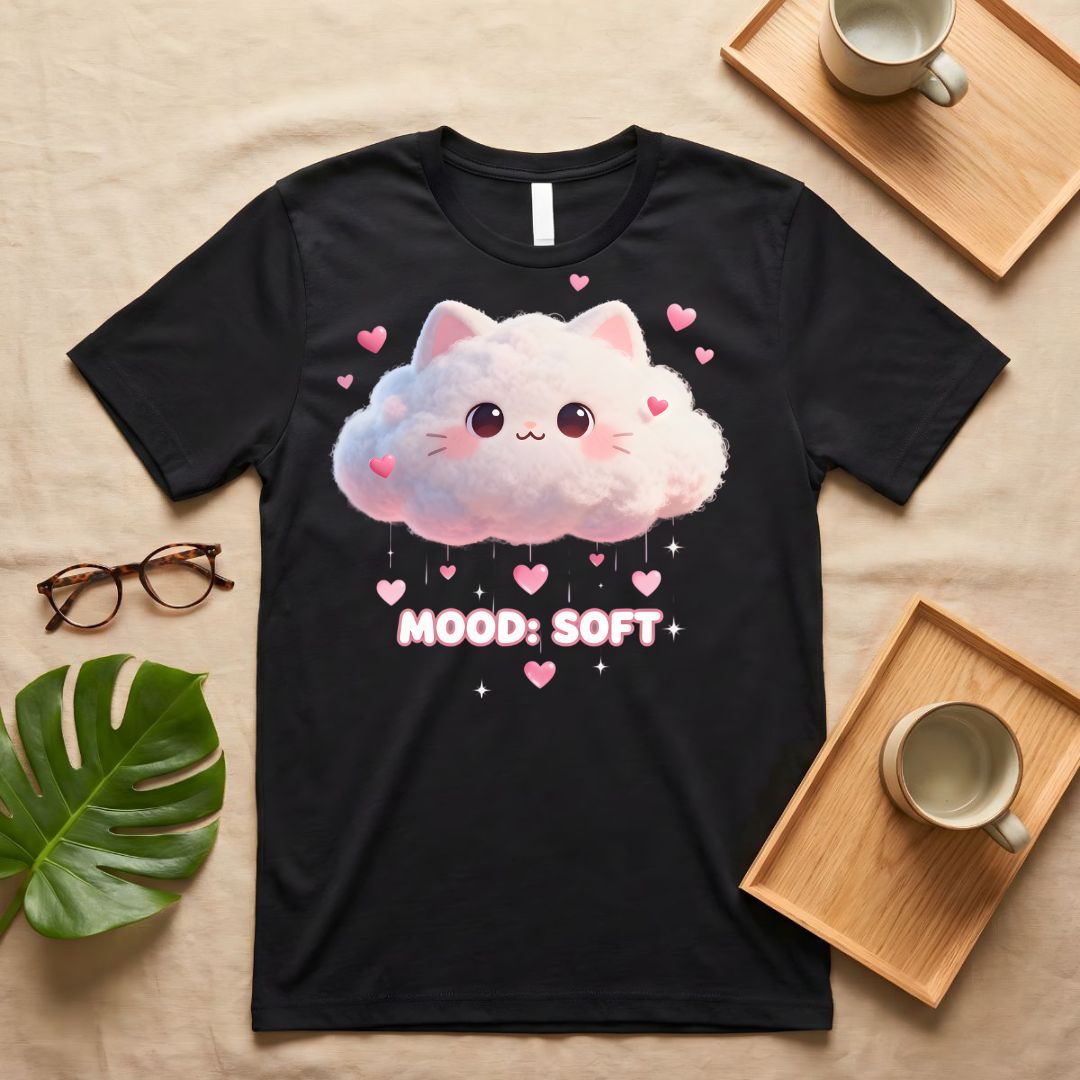 Mood Soft Love Minimalist Comfort T-Shirt on Model