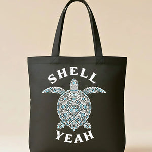 "Shell Yeah!" Cute Turtle Pun Tote Bag