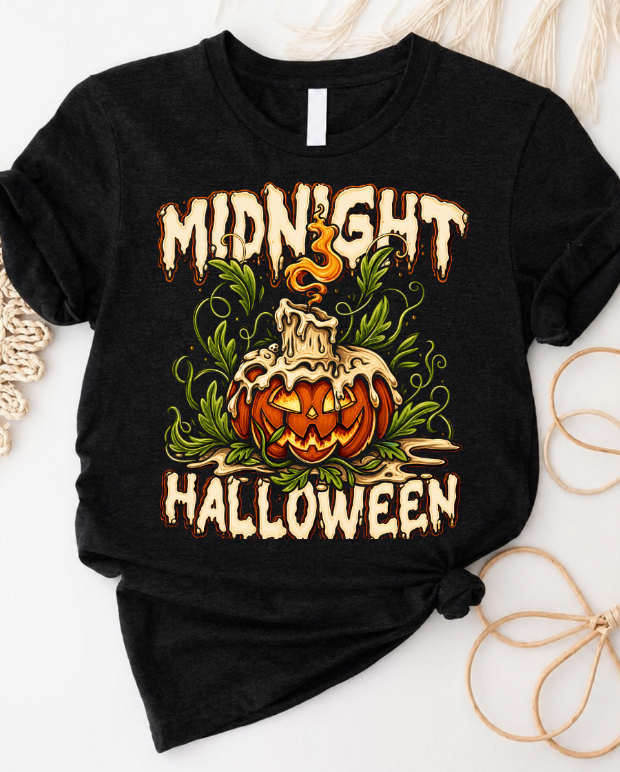 Halloween Pumpkin T‑Shirt — "Midnight Halloween" Spooky Jack‑O'Lantern Tee