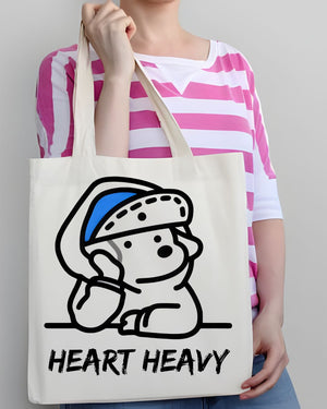 "Heart Heavy" Cute Sad Animal Meme Tote Bag