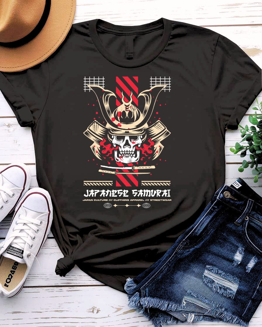 Japanese Samurai T-Shirt — Vintage Kanji Sword Design