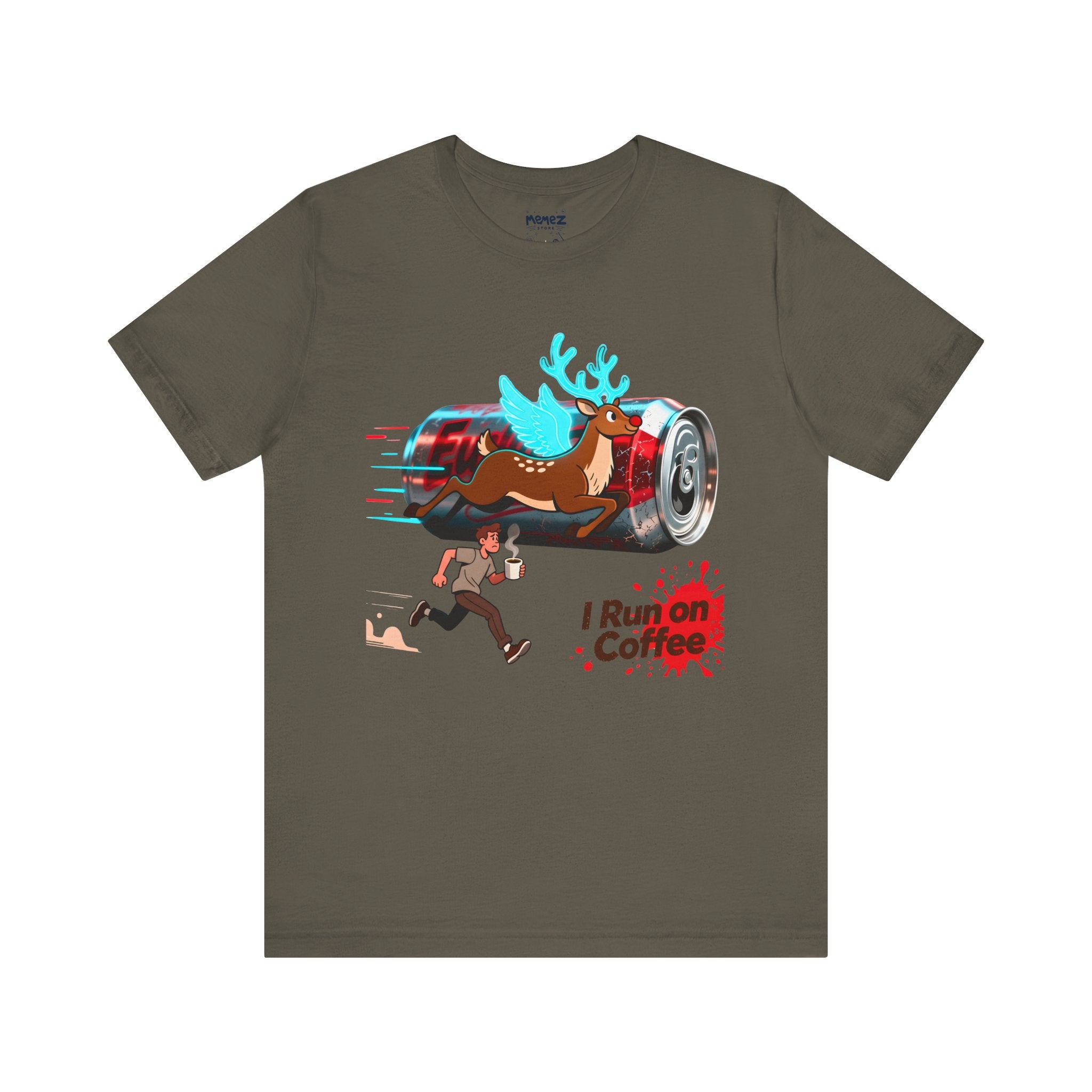 I Run on Coffee Chirstmas Meme Funny Tee