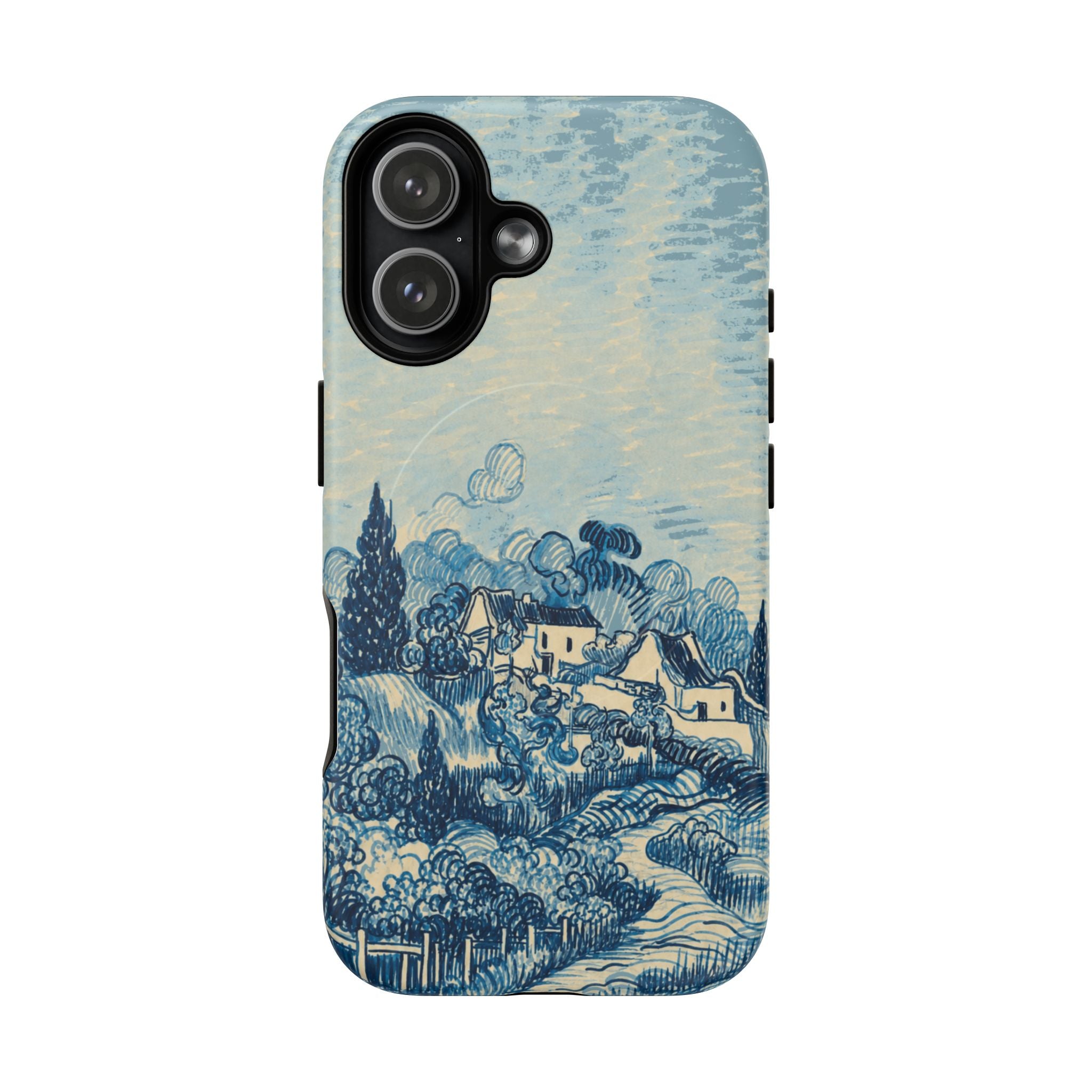 Phone Case — Blue Vintage Village Art Tough Magnetic Case