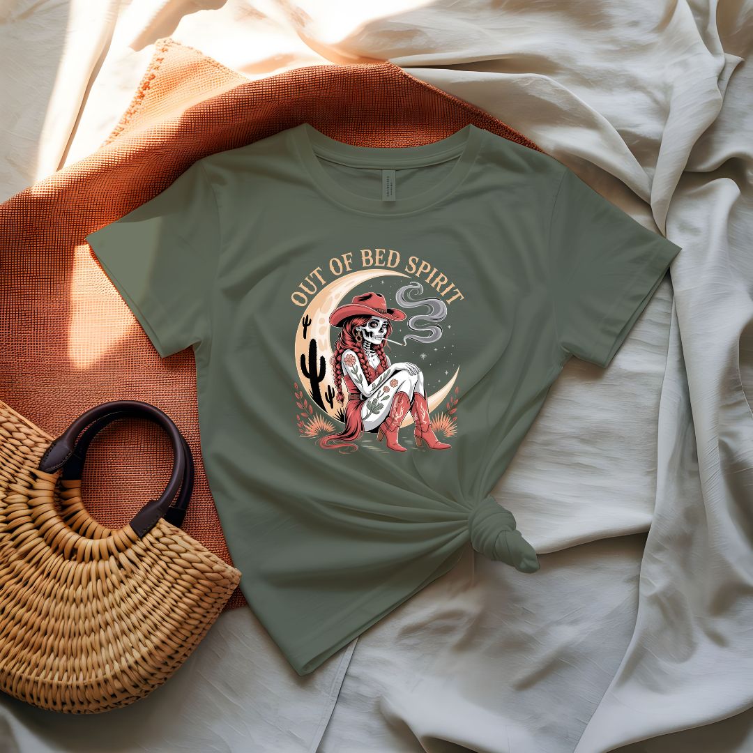 "Out of Bed Spirit Funny Skull Tee by Memez Store"