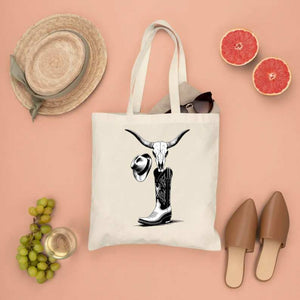 “Retro cowboy print eco-friendly tote bag”