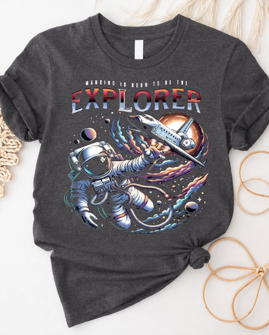 Explorer Space Lover's Tee with astronaut and galaxy graphic