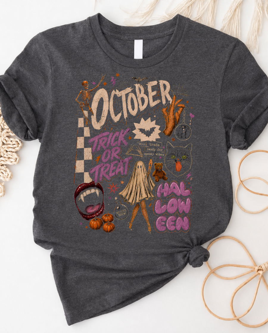 Halloween October Trick or Treat Graphic Tee