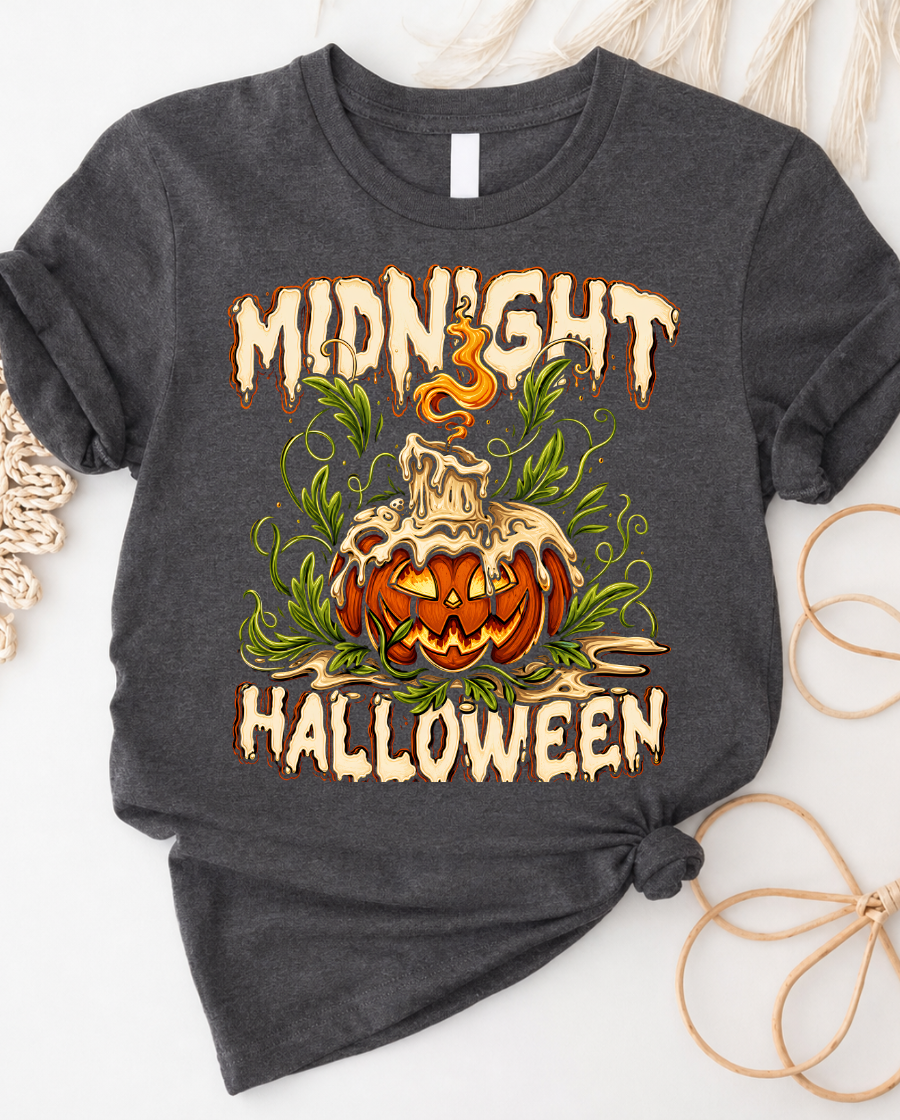 Halloween Pumpkin T‑Shirt — "Midnight Halloween" Spooky Jack‑O'Lantern Tee