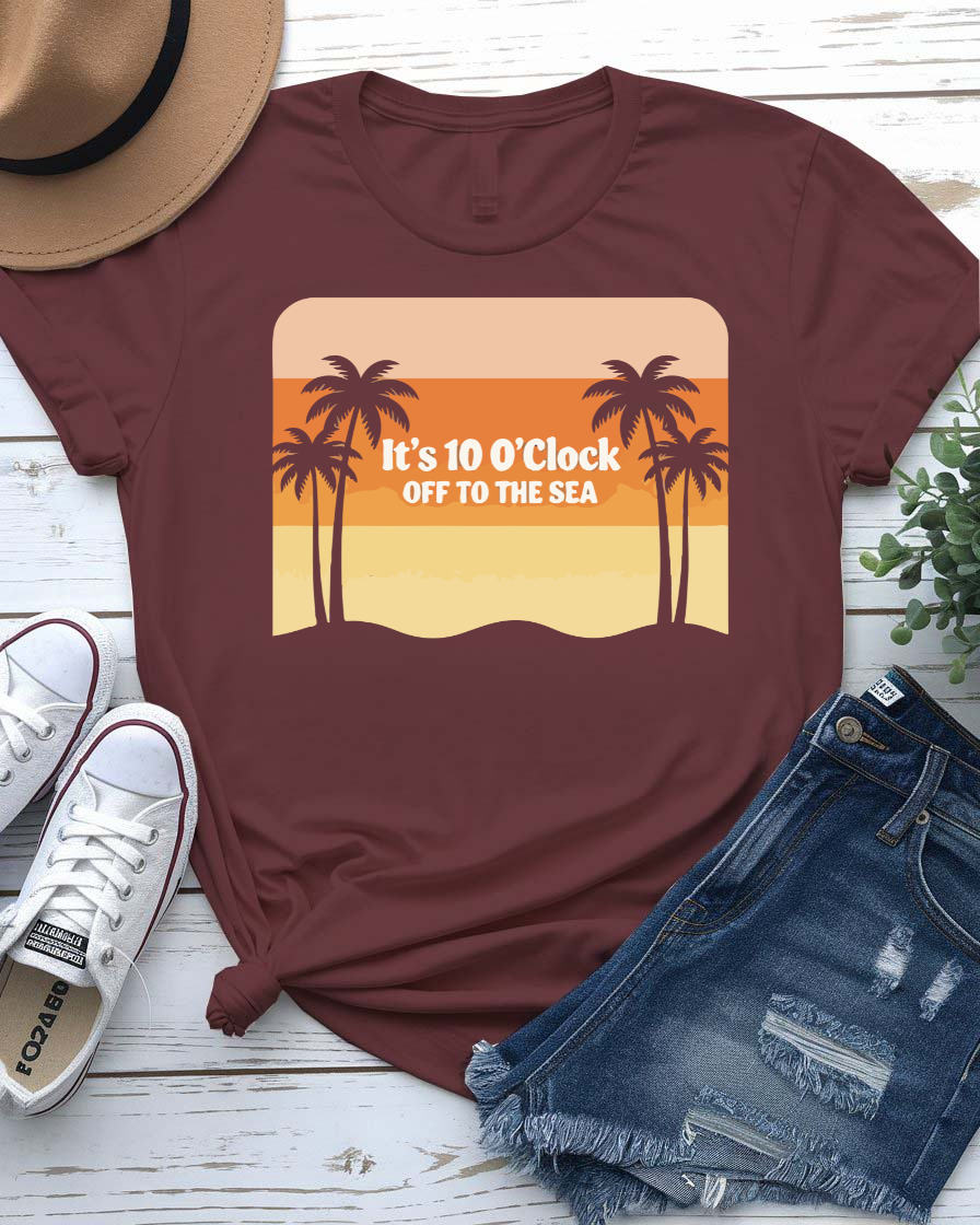 It's 10 O'Clock Off to the Sea Retro Beach Tee