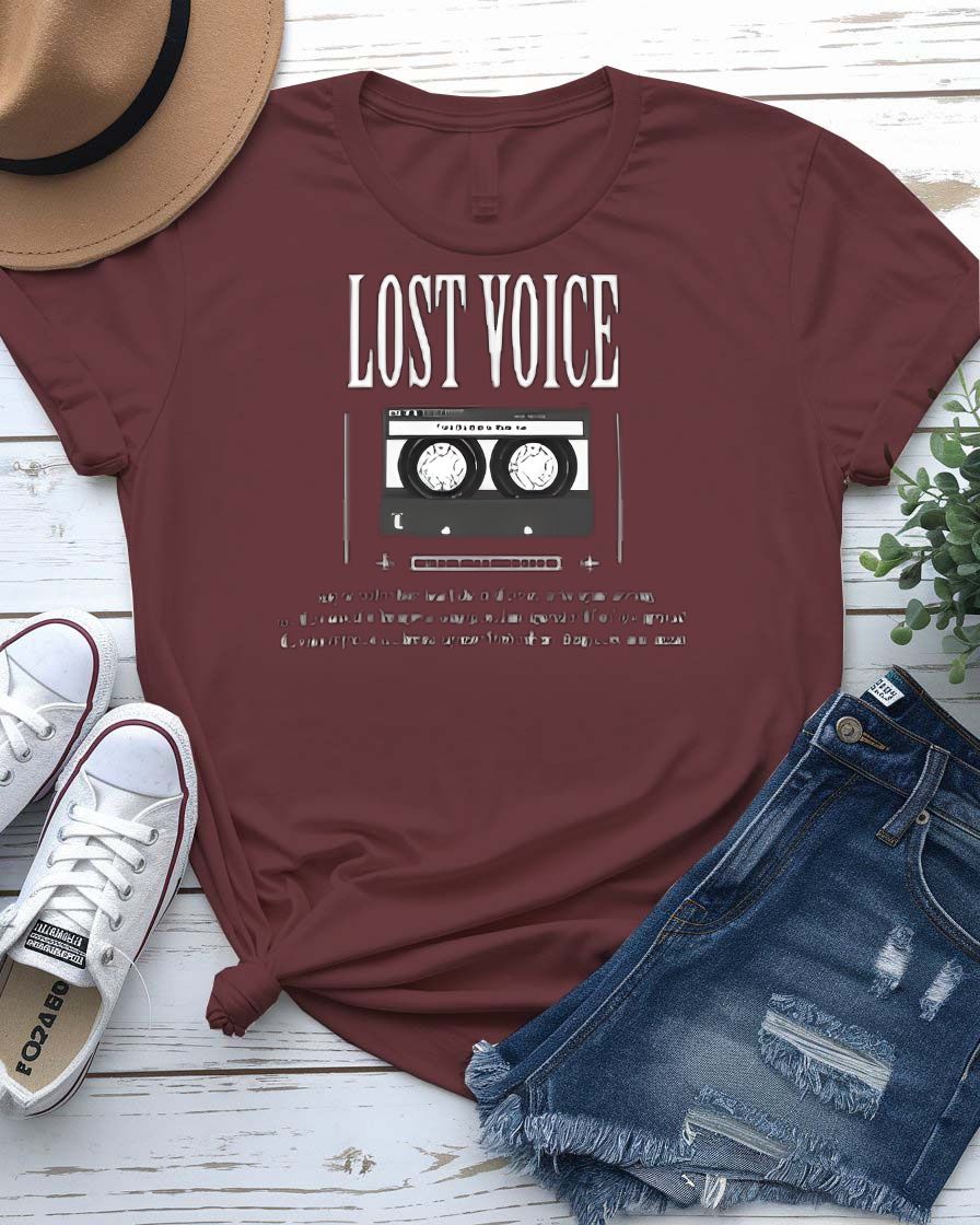 Lost Voice Streetwear Tee with fading sound waves on model