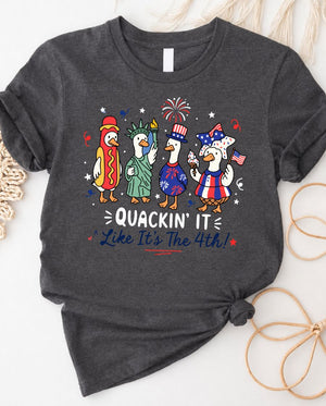 'Quaking It' graphic tee bold playful design