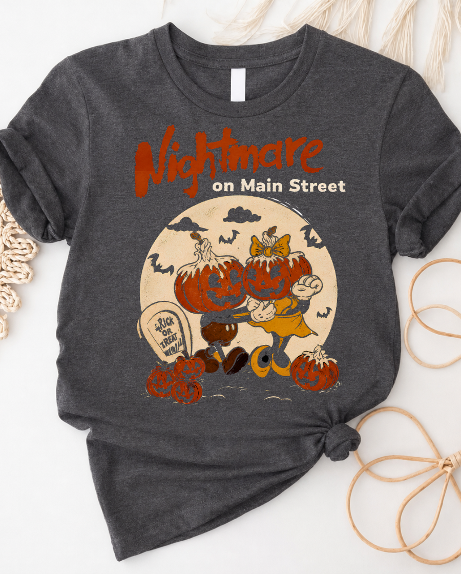 Nightmare on Main Street T-Shirt — Retro Halloween Pumpkin Cartoon Tee