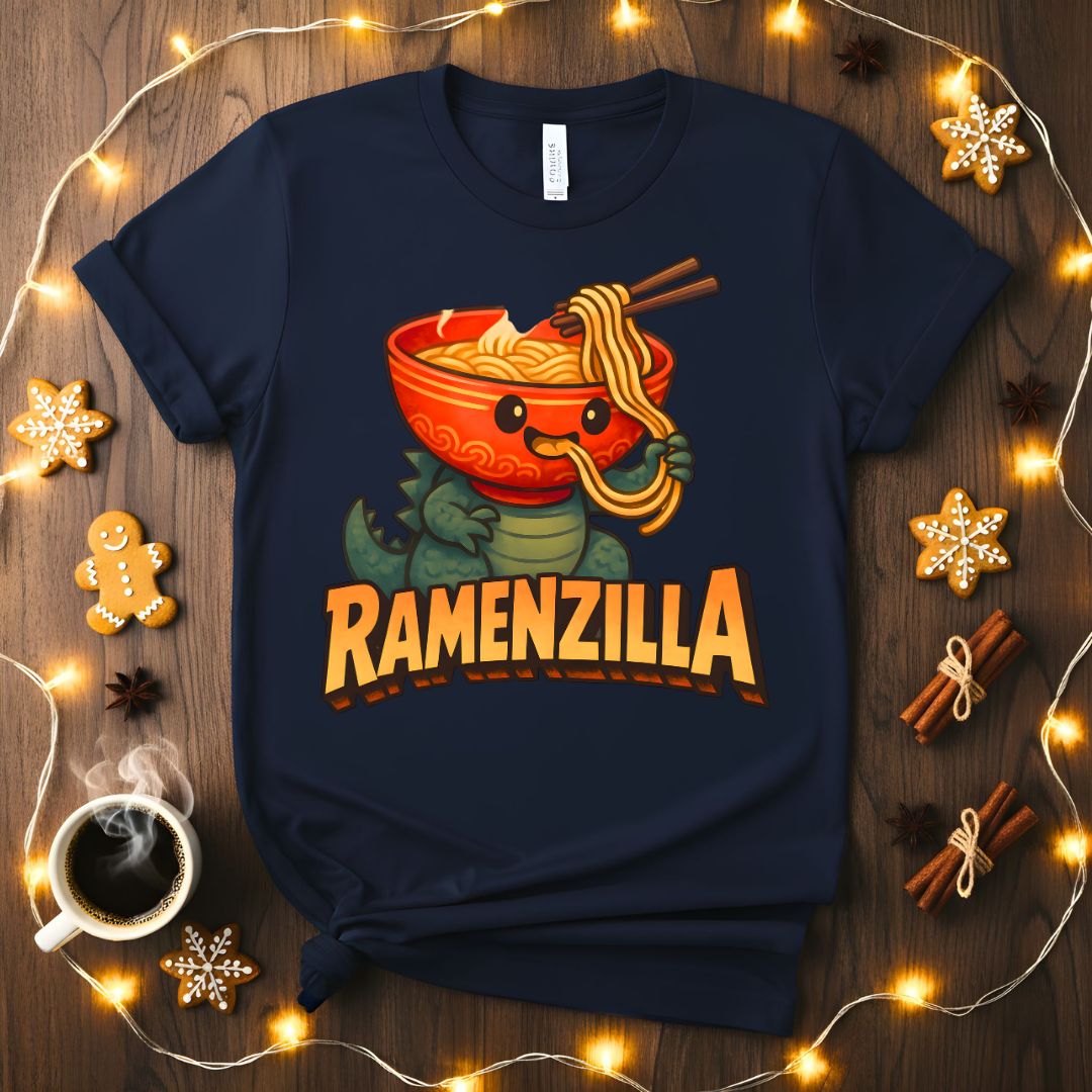 Ramenzilla Funny Food Meme T-Shirt - Giant Noodle Monster Design
