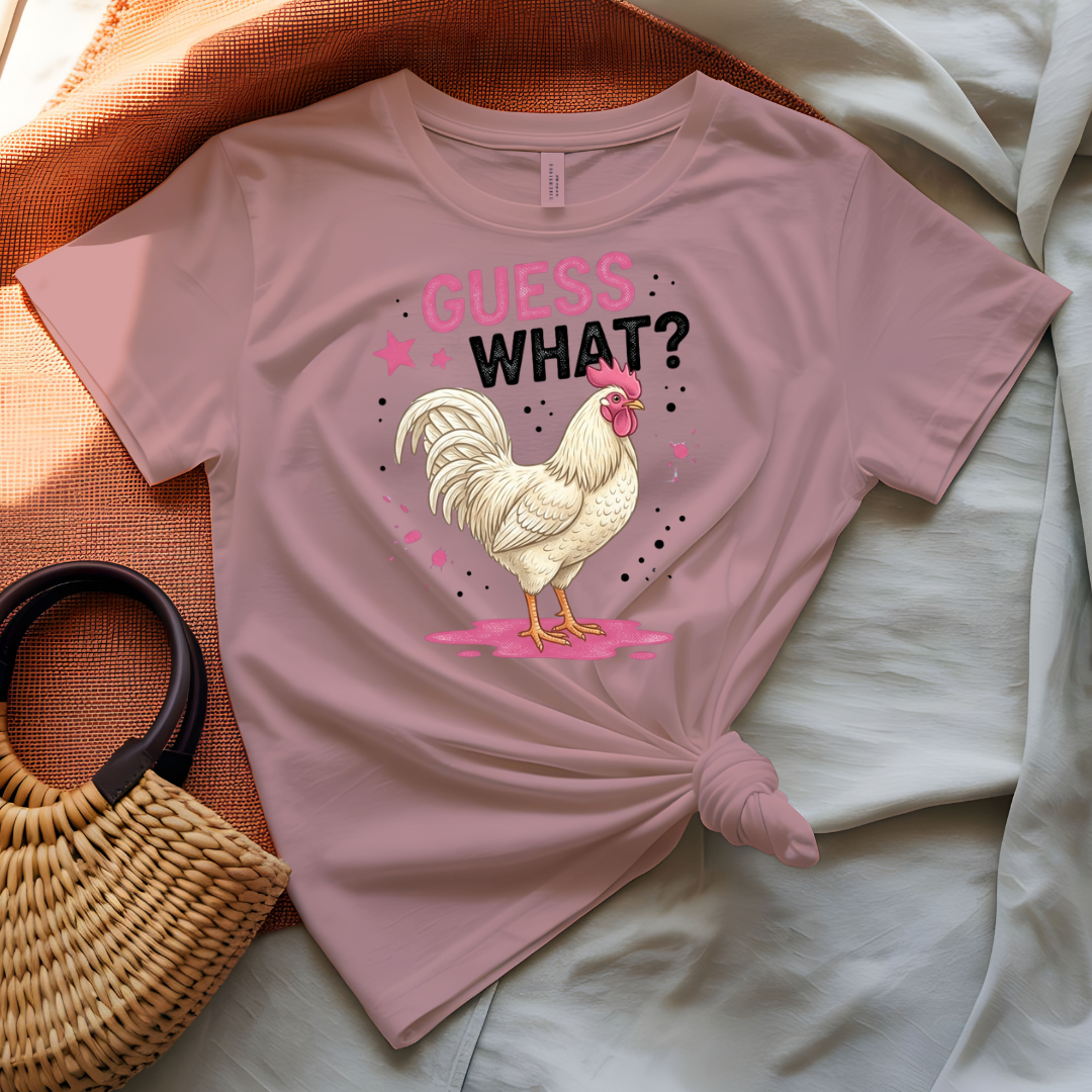 Guess What Tee with classic Chicken Butt joke and chicken graphic