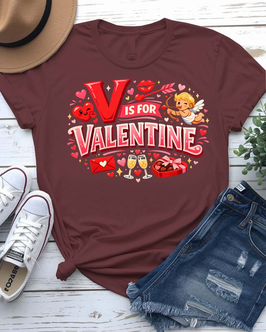 V for Valentine Graphic T-Shirt