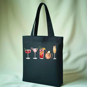 Christmas Drinks Festive Holiday Cocktail Illustration Tote Bag