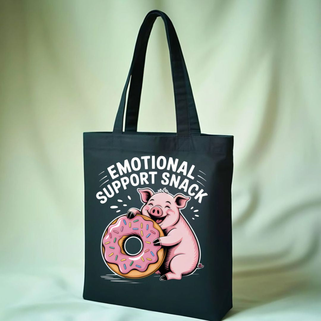 "Emotional Support Snack" Funny Food & Mood Tote Bag