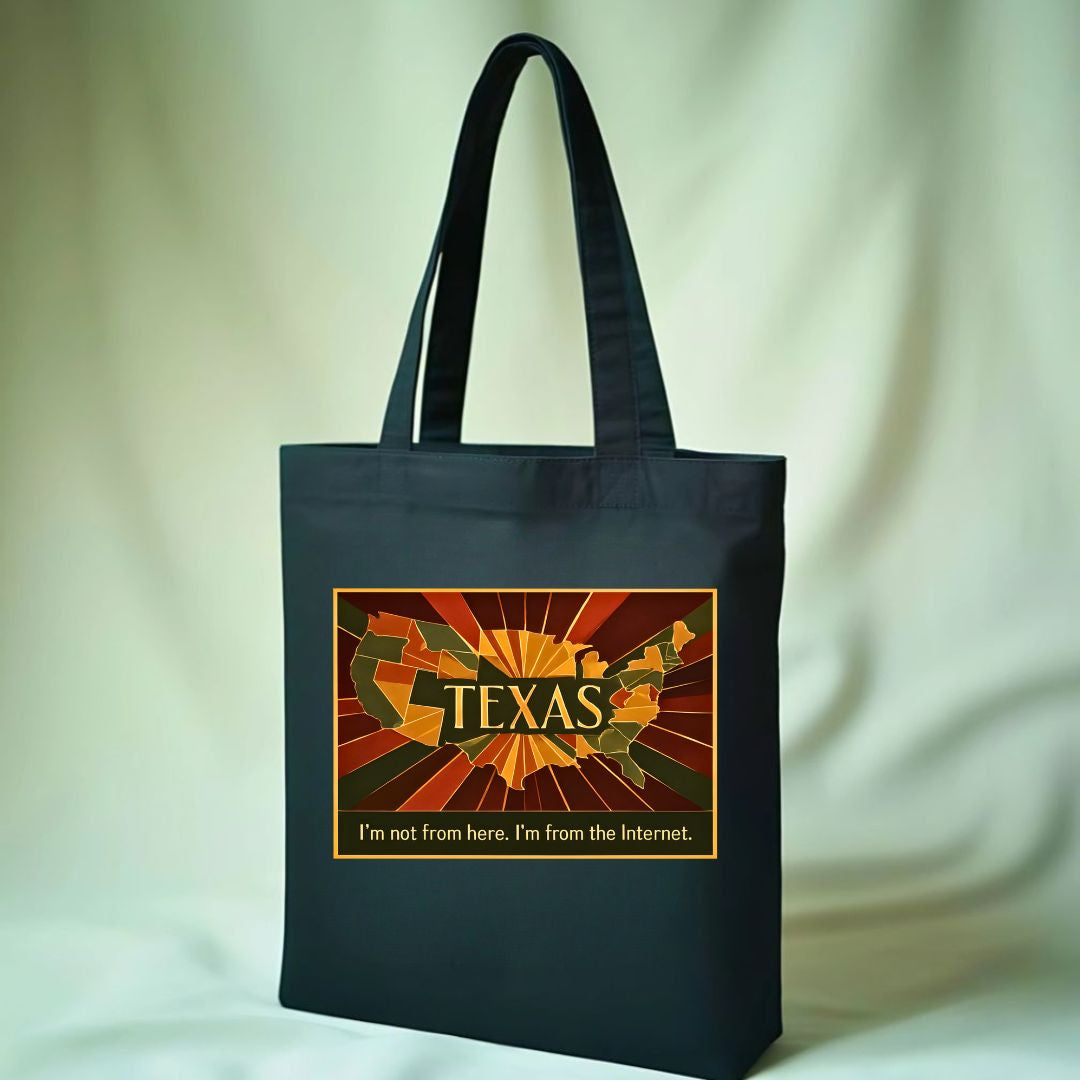 Texas Tote Bag with Lone Star State Outline Design