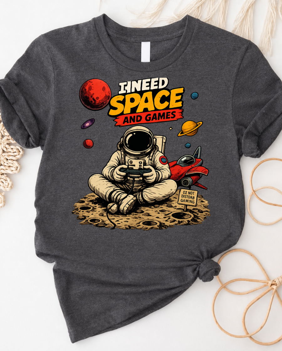 Space Gamer Tee | Space & Games Graphic T-Shirt for Gamers