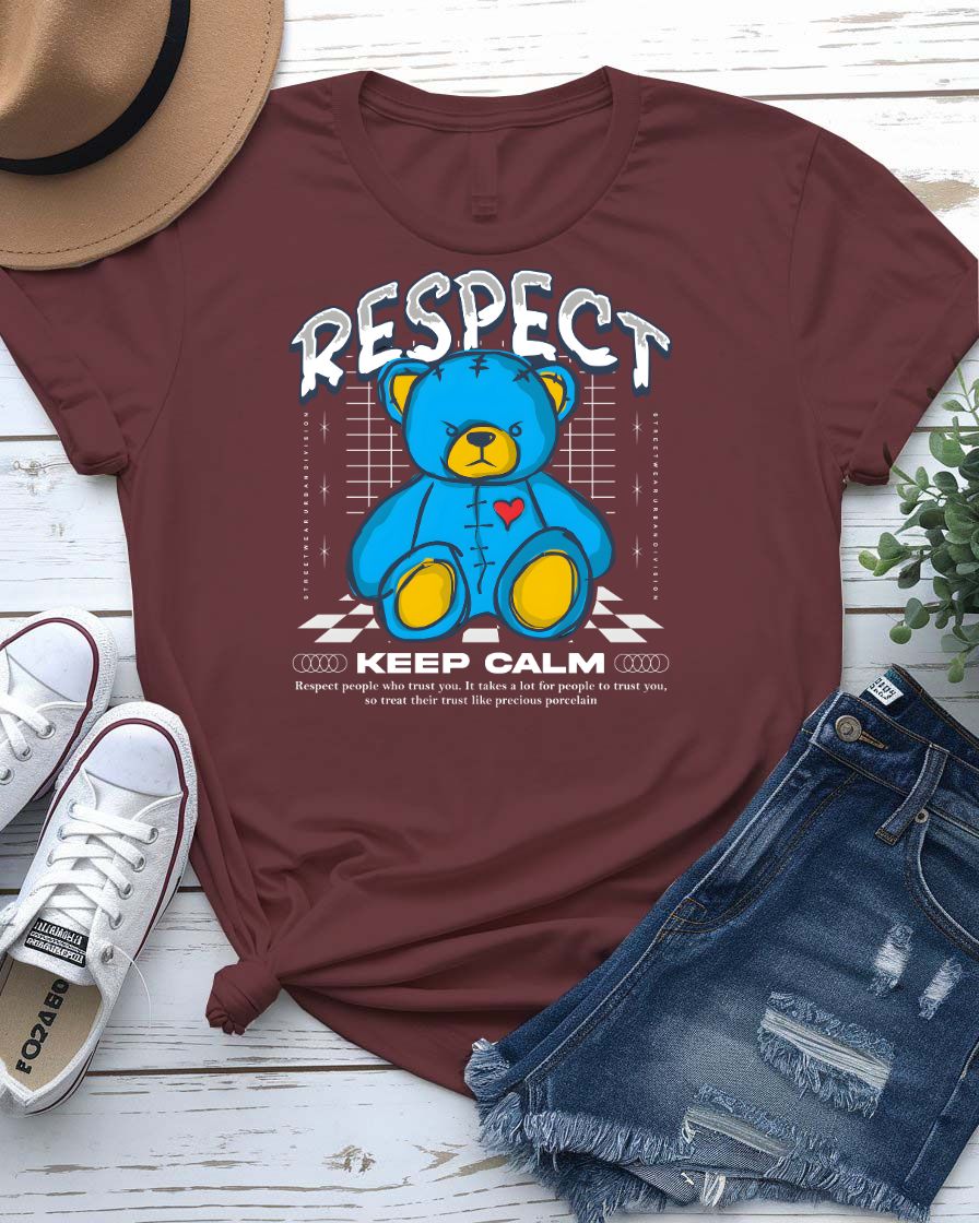 Respect Streetwear Tee with hands meeting in firm clasp on model