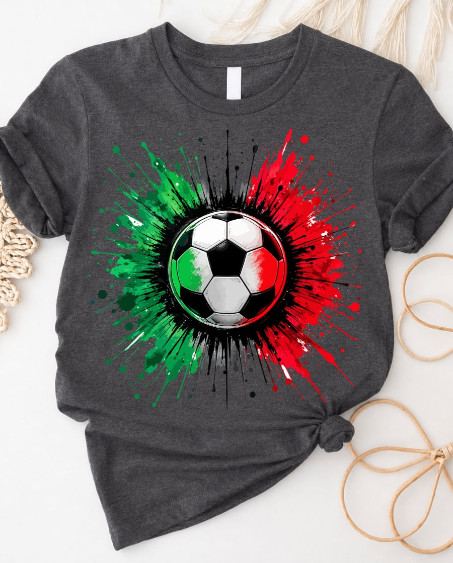 Mexico Flag Football Tee — Mexico Flag Colored Soccer Shirt