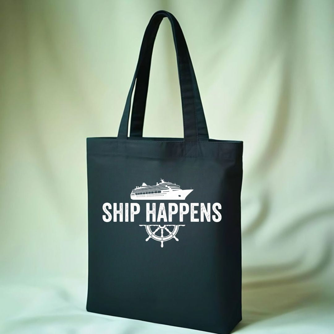 "Ship Happens" Funny Nautical Pun Tote Bag