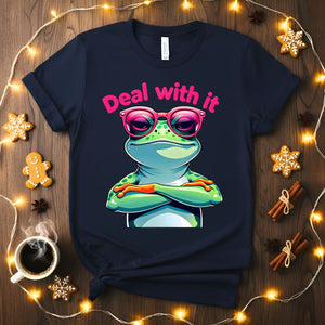 Smug "Deal With It" Meme Frog Funny T-Shirt