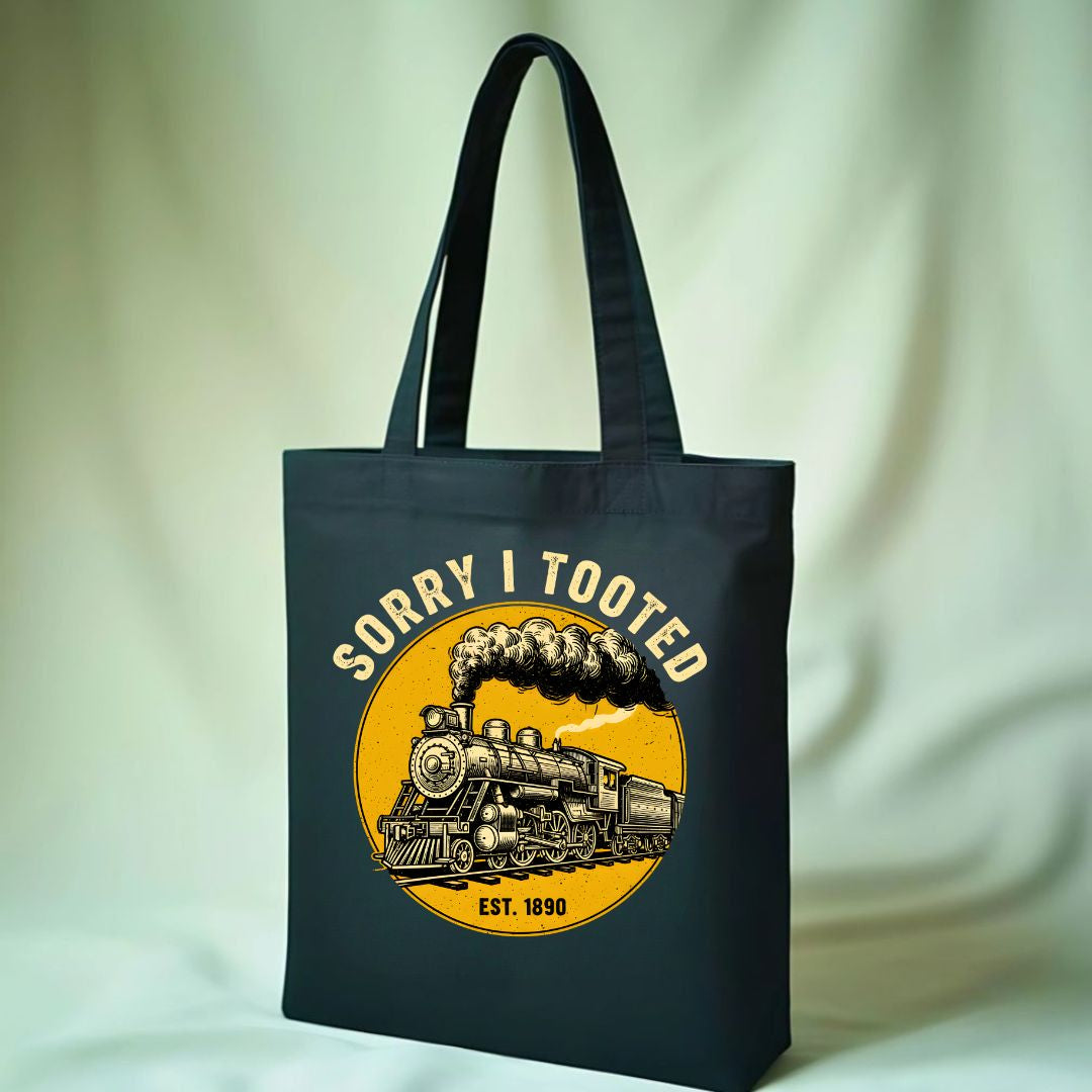 "Sorry I Tooted" Funny Train Pun Tote Bag