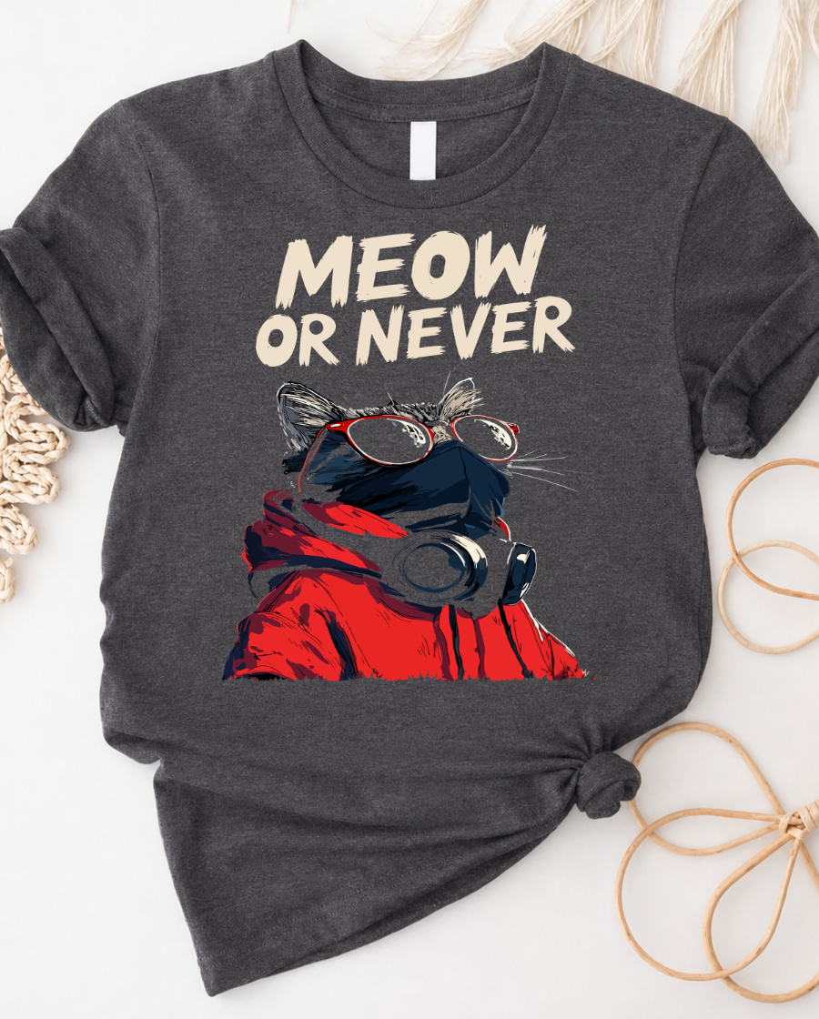 Meow or Never Funny Raccoon Tee