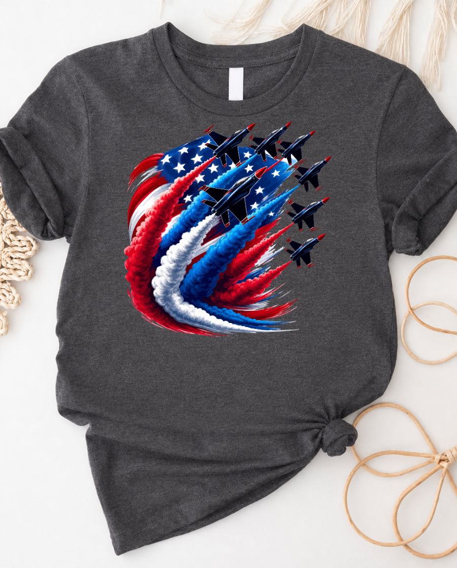American Flag Color AIrplanes T‑Shirt