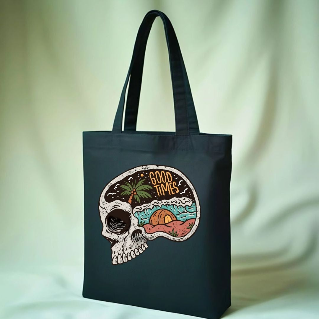 Good Times Skull Lovers Graphic Canvas Tote Bag