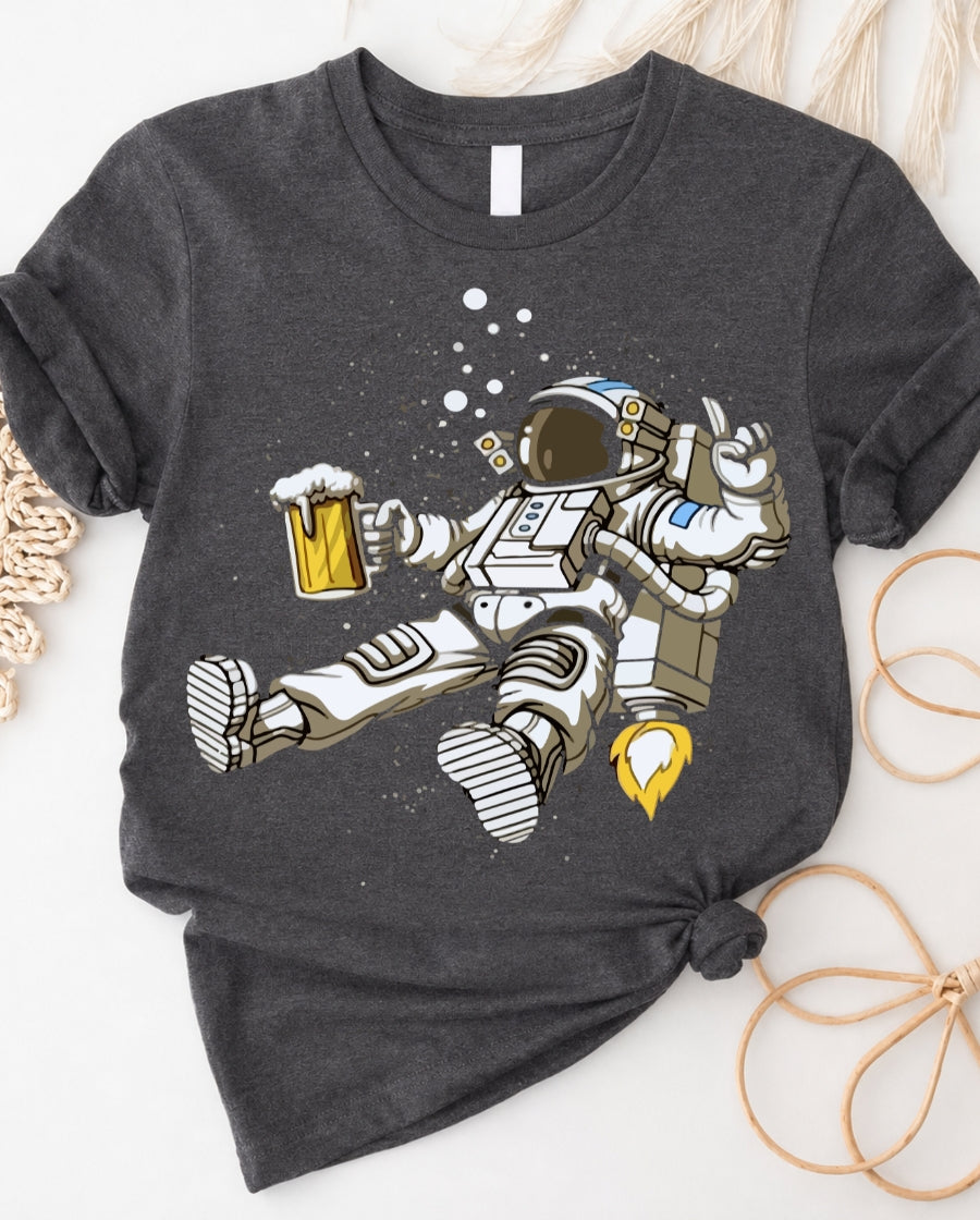 Beer in Space T-Shirt — Retro Astronaut Brewing Tee