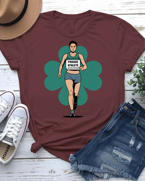 Parade St. Patrick's Day T-Shirt with festive float and crowd on model
