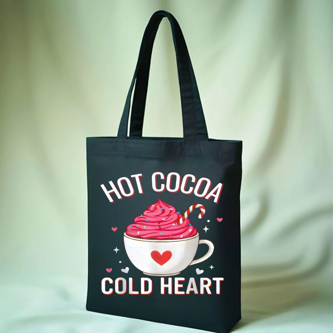 Hot Cocoa Christmas Tote Bag with Festive Mug Design