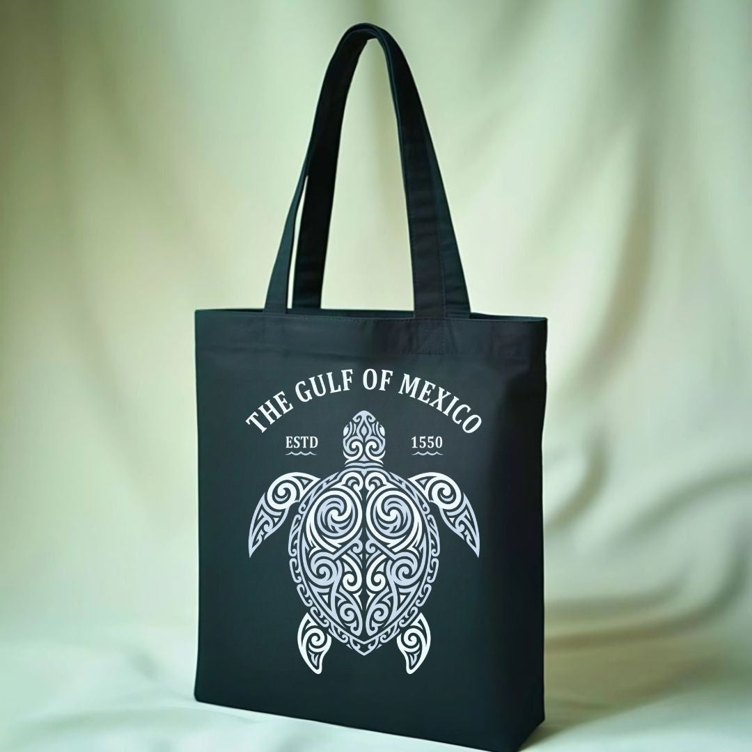 Gulf of Mexico Map & Coastal Art Cotton Canvas Tote Bag