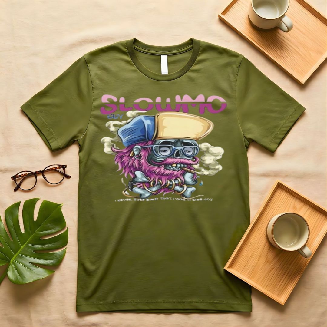 Retro "Slowmo" Distressed Graphic on Oversized Streetwear T-Shirt