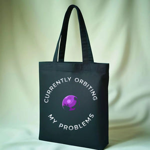 "Orbiting My Problems" Space Humor & Mental Health Tote Bag