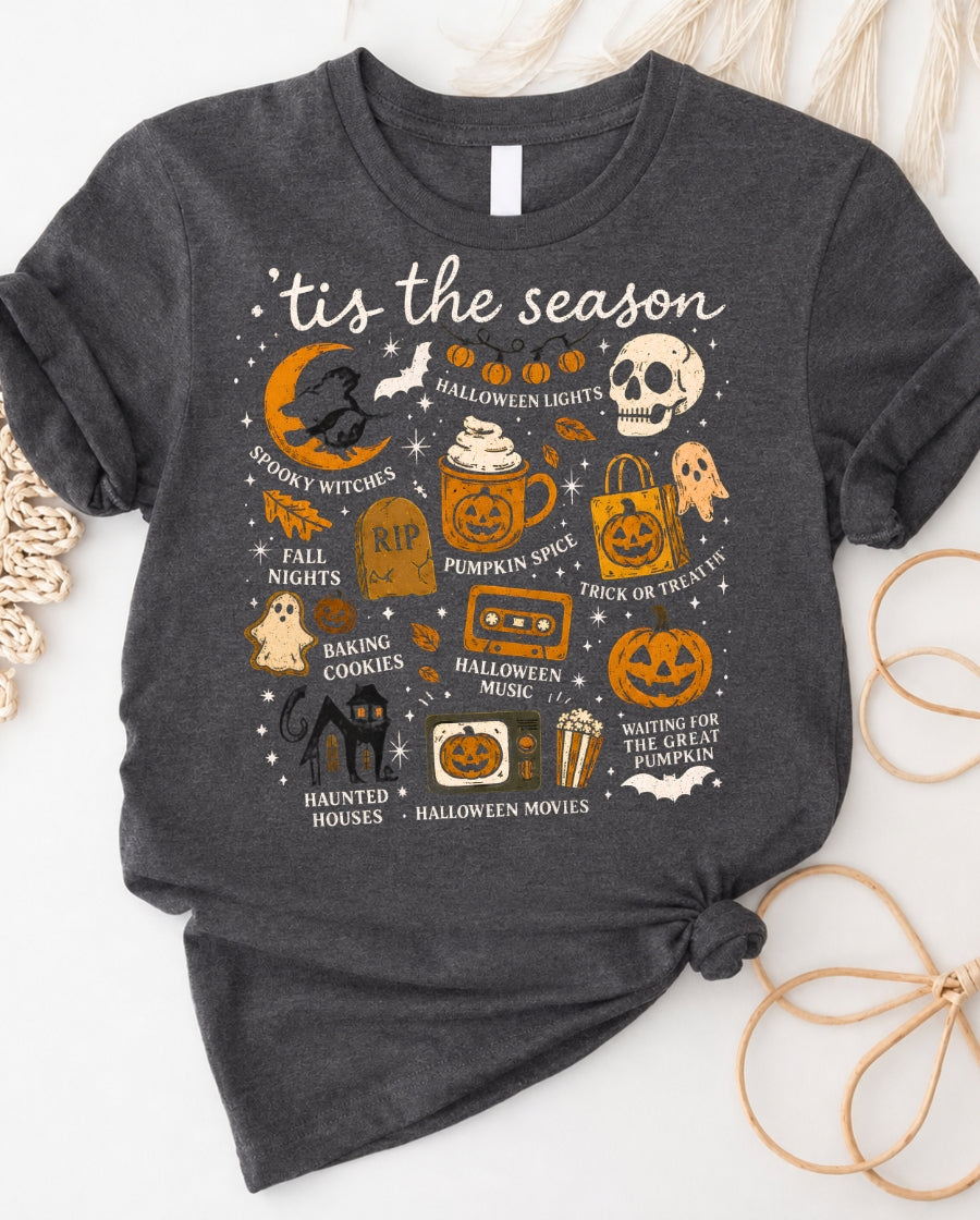 Halloween Icons T-Shirt — 'Tis the Season' Pumpkin & Spooky Elements Tee