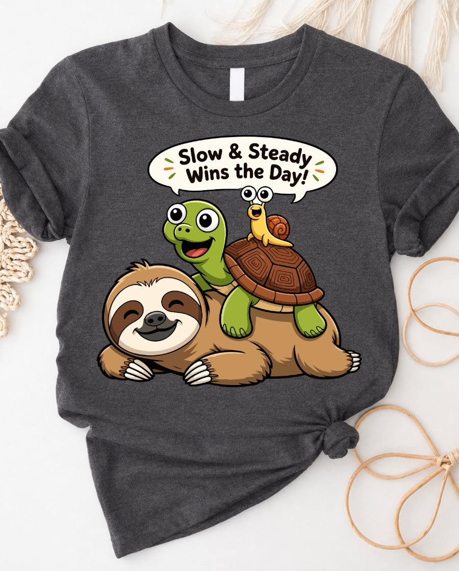 Slow & Steady T-Shirt — Relaxed Motivational Tee