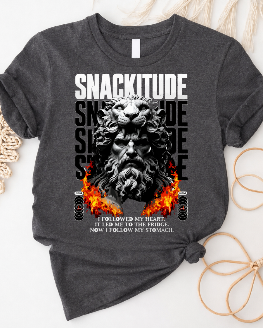 Snackitude Lion Warrior Funny Graphic T-Shirt