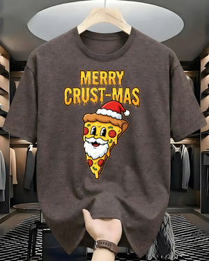 "Merry Crustmas" Pizza Holiday Pun Funny T-Shirt