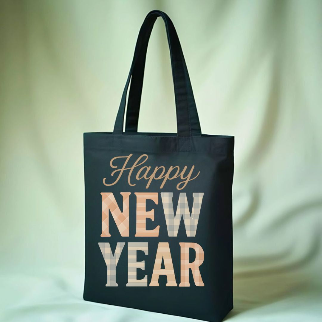 New Year Colorful Typographical Tote Bag