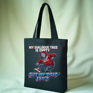 "My Dialoged Tree Is Empty" artistic graphic tote bag on canvas