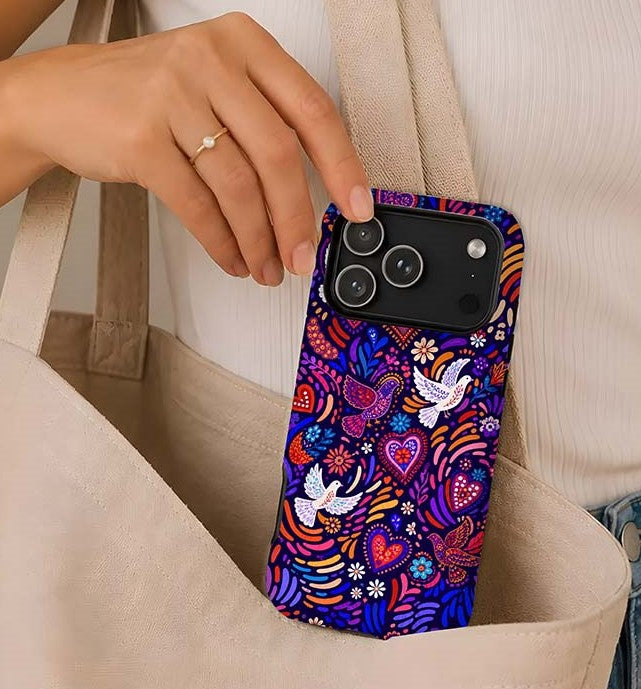 doves hearts flowers love birds Magnetic Phone Case