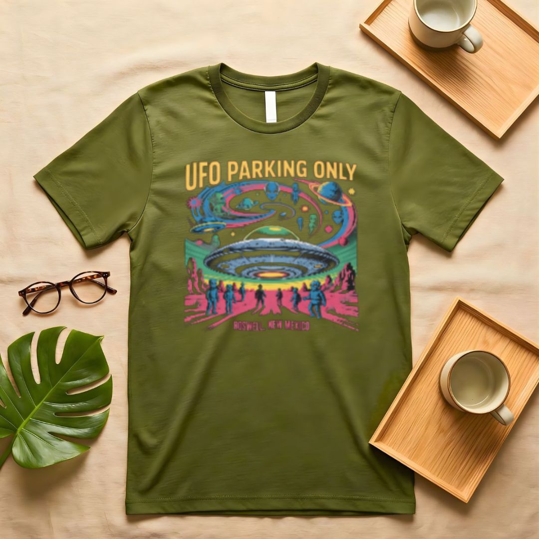 UFO Parking Only Reserved Sign Funny Meme T-Shirt